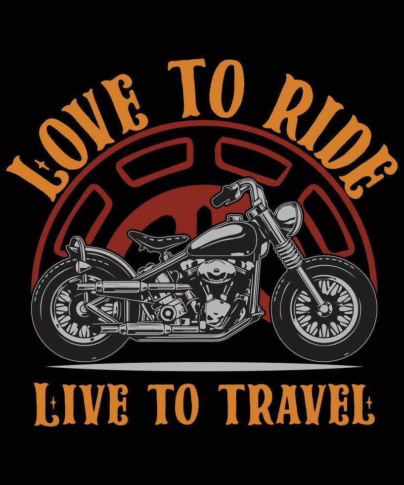 aime rouler en direct pour voyager conception de t-shirt moto vecteur