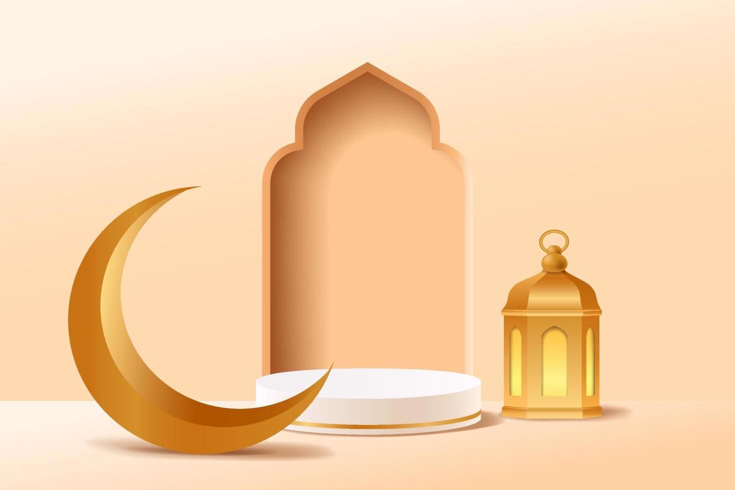concept de ramadan kareem, scène 3d abstraite pour maquette vecteur