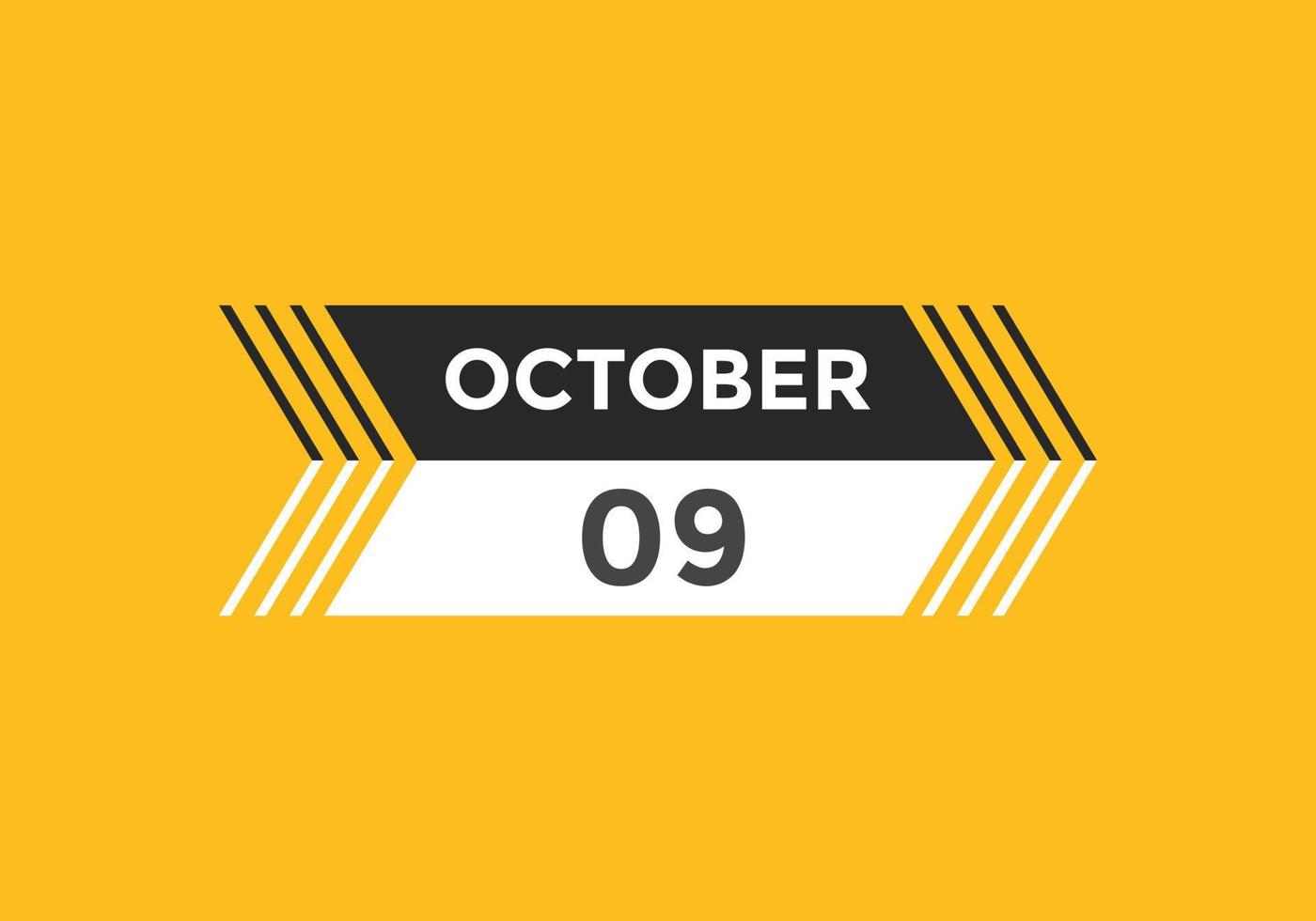 rappel du calendrier du 9 octobre. Modèle d'icône de calendrier quotidien du 9 octobre. modèle de conception d'icône calendrier 9 octobre. illustration vectorielle vecteur