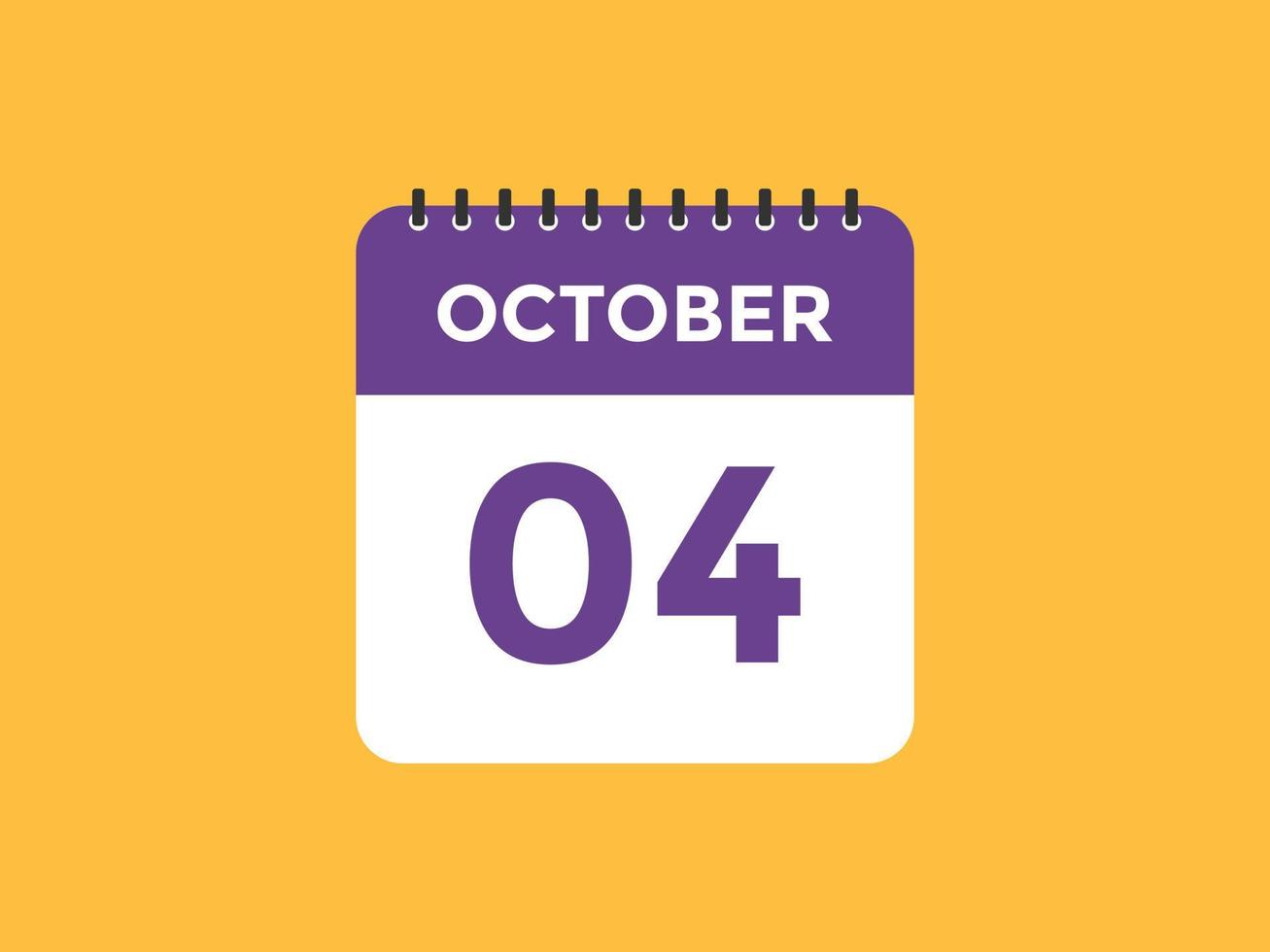 rappel du calendrier du 4 octobre. Modèle d'icône de calendrier quotidien du 4 octobre. modèle de conception d'icône calendrier 4 octobre. illustration vectorielle vecteur