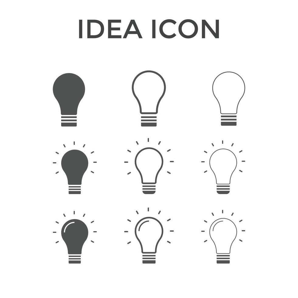 ensemble d'illustrations vectorielles d'icône d'idée créative. pour le référencement et les sites Web. ampoule, solution, icône de la lampe vecteur