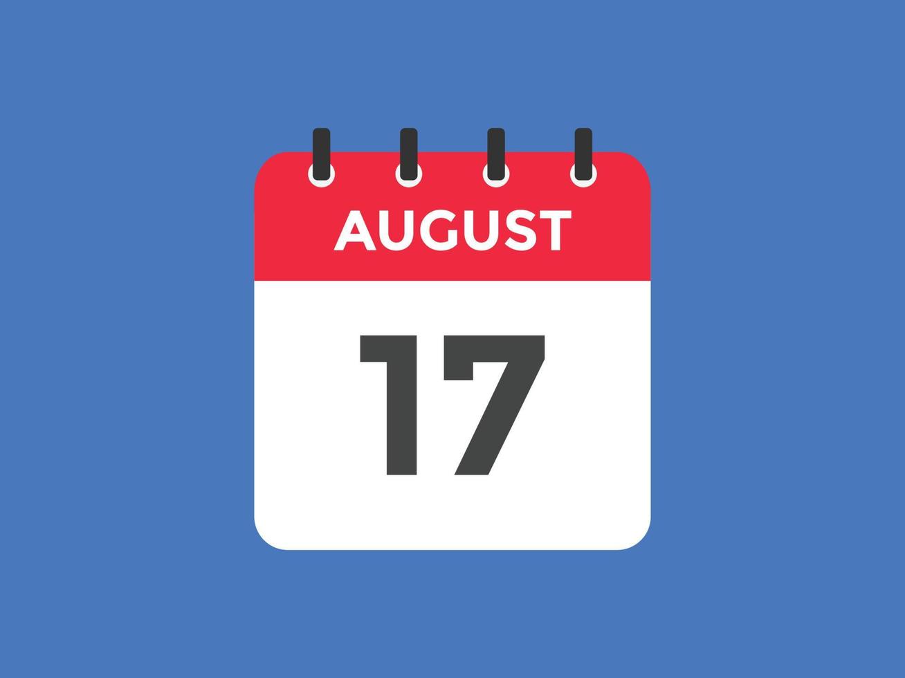 rappel du calendrier du 17 août. Modèle d'icône de calendrier quotidien du 17 août. modèle de conception d'icône calendrier 17 août. illustration vectorielle vecteur