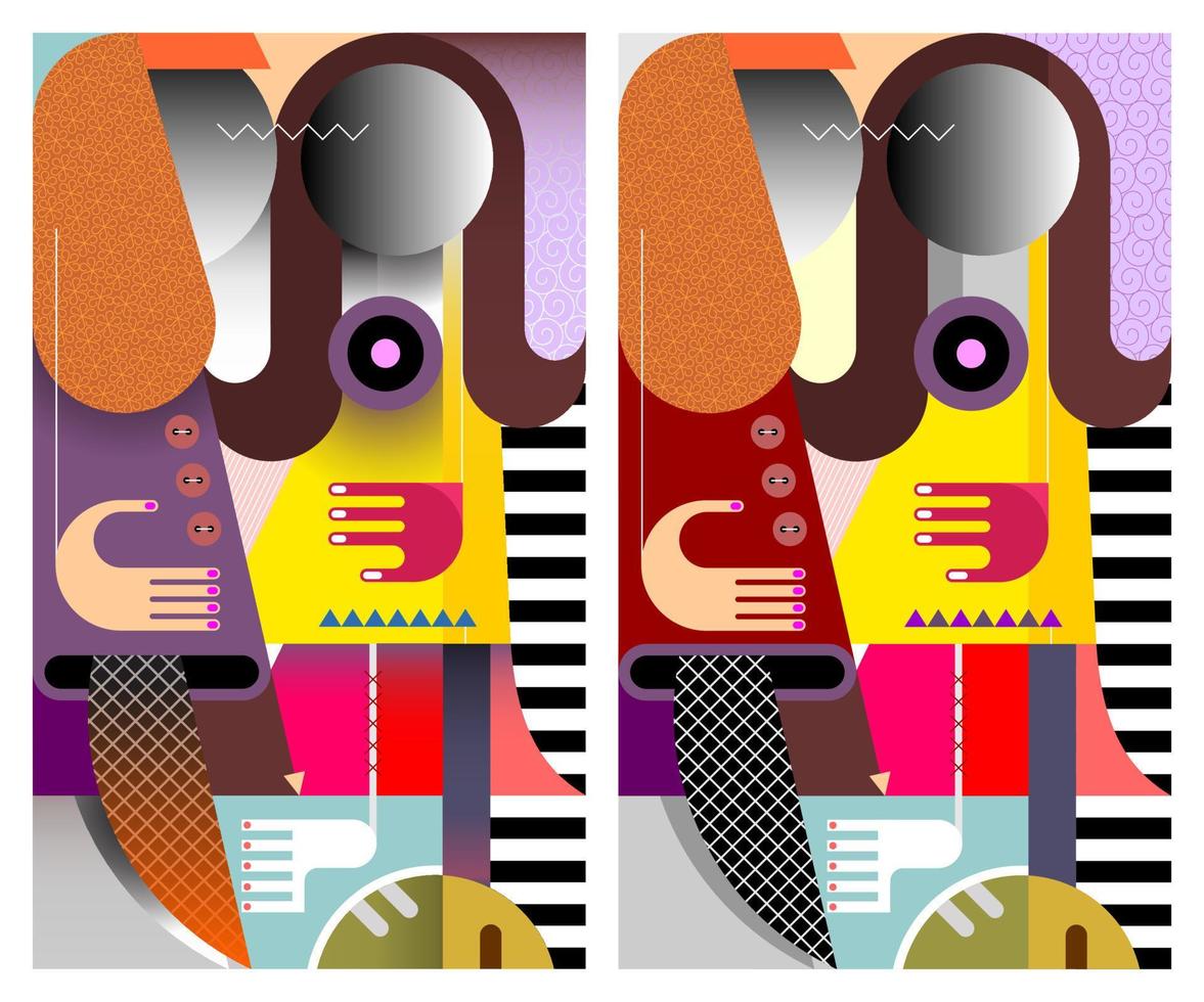 illustration vectorielle de deux femmes à la mode vecteur