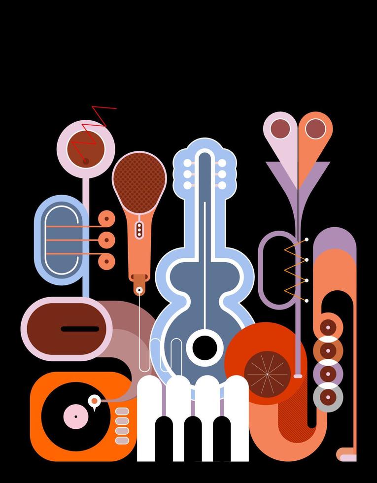 illustration vectorielle d'instruments de musique vecteur