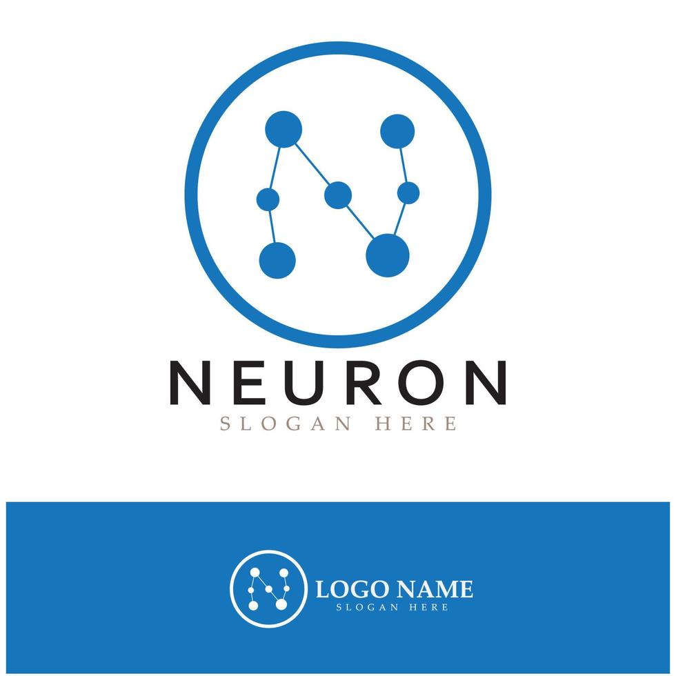 logo de neurone ou création de logo de cellule nerveuse, icône de modèle d'illustration de logo de molécule avec concept vectoriel