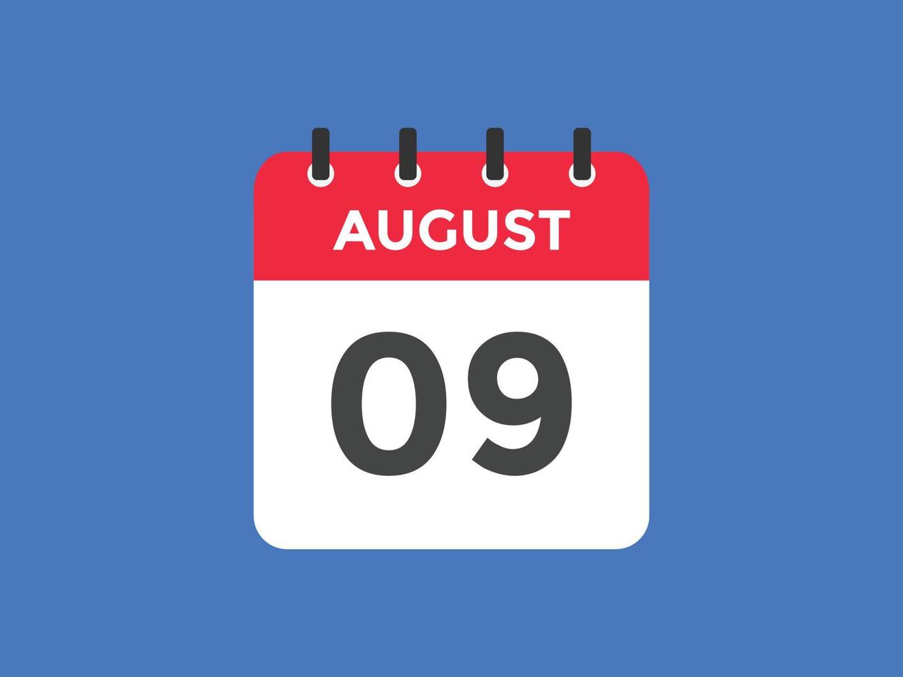 rappel du calendrier du 9 août. Modèle d'icône de calendrier quotidien du 9 août. modèle de conception d'icône calendrier 9 août. illustration vectorielle vecteur