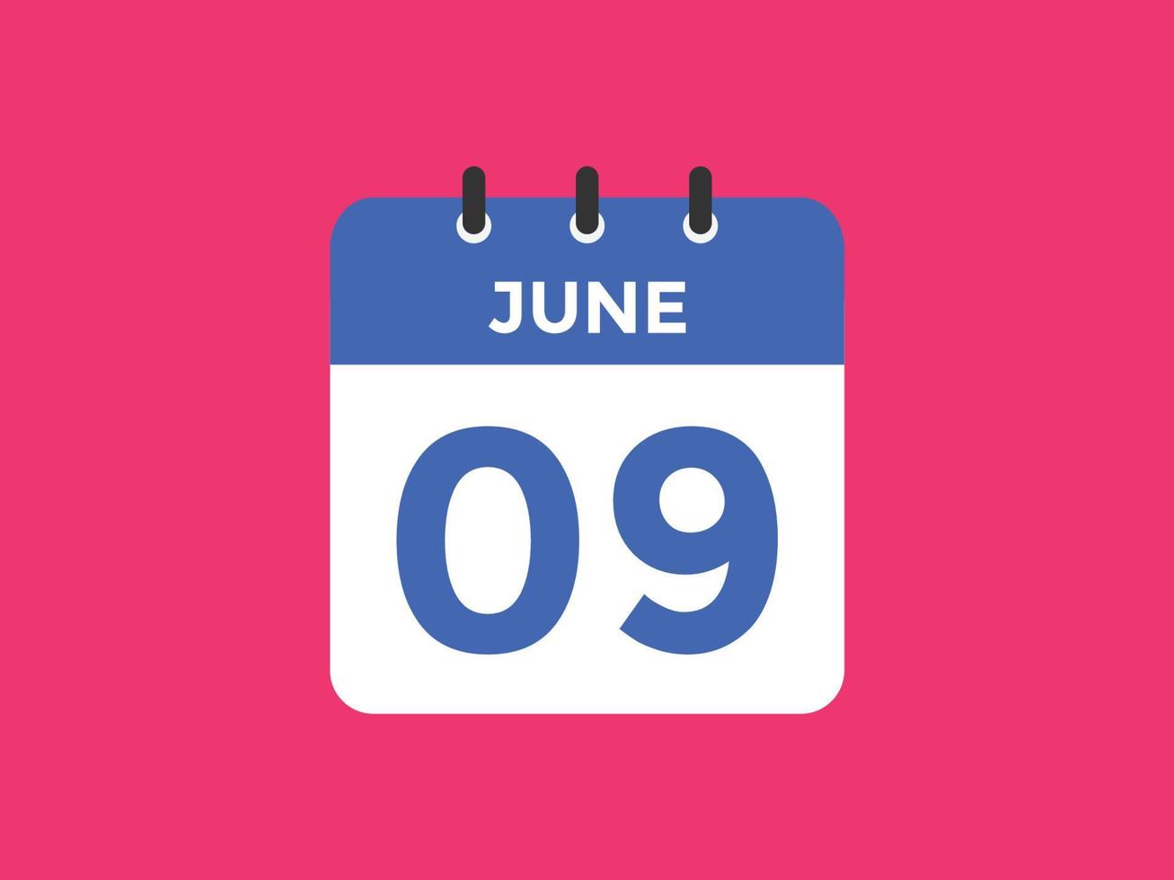 rappel du calendrier du 9 juin. Modèle d'icône de calendrier quotidien du 9 juin. modèle de conception d'icône calendrier 9 juin. illustration vectorielle vecteur