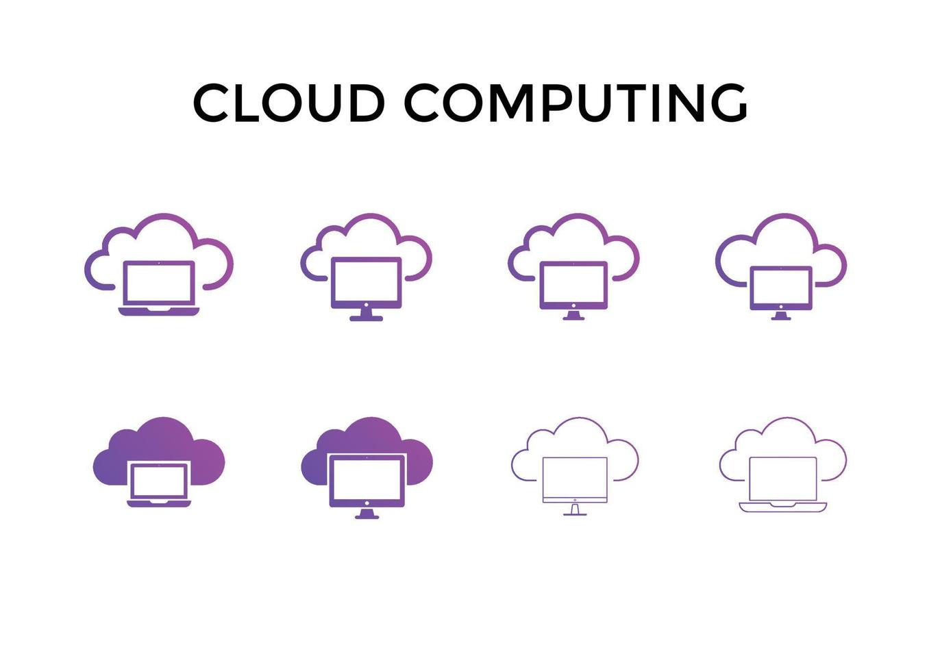 ensemble d'illustration vectorielle d'icône de cloud computing. symbole de cloud computing pour le référencement, le site Web et les applications mobiles vecteur