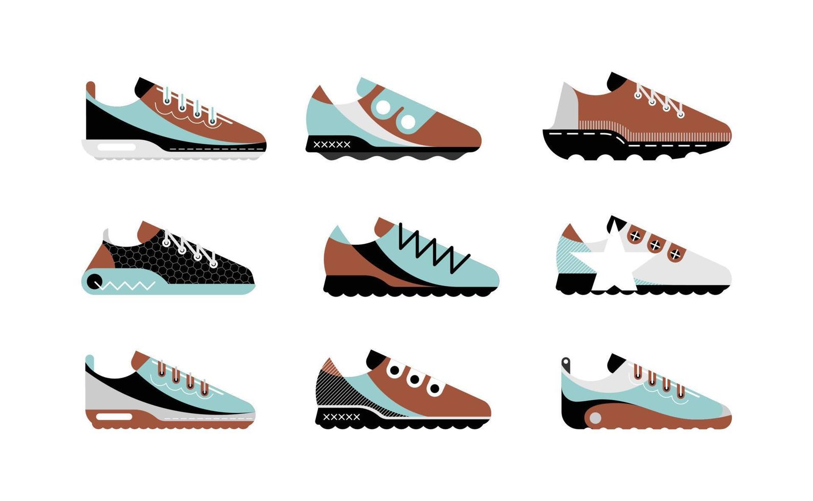 jeu d'icônes vectorielles chaussures de sport vecteur