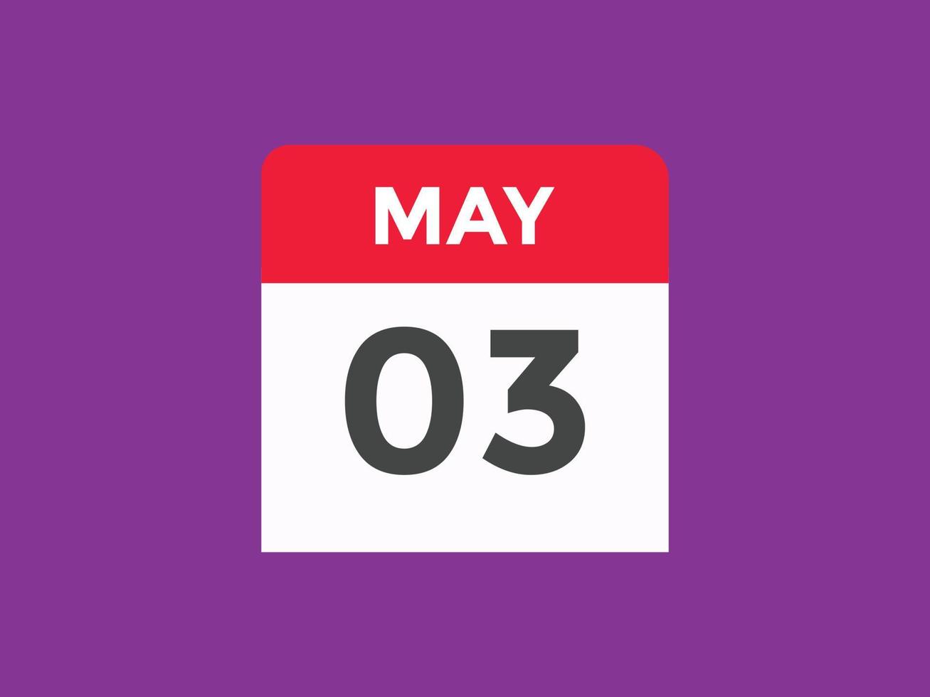 rappel du calendrier du 3 mai. Modèle d'icône de calendrier quotidien du 3 mai. modèle de conception d'icône calendrier 3 mai. illustration vectorielle vecteur