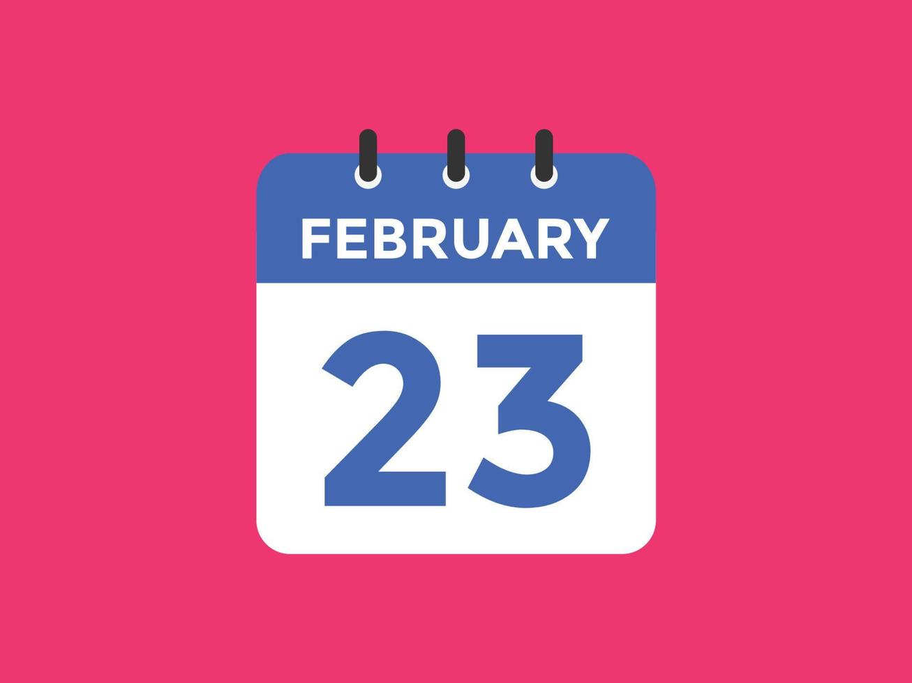 rappel du calendrier du 23 février. Modèle d'icône de calendrier quotidien du 23 février. modèle de conception d'icône calendrier 23 février. illustration vectorielle vecteur