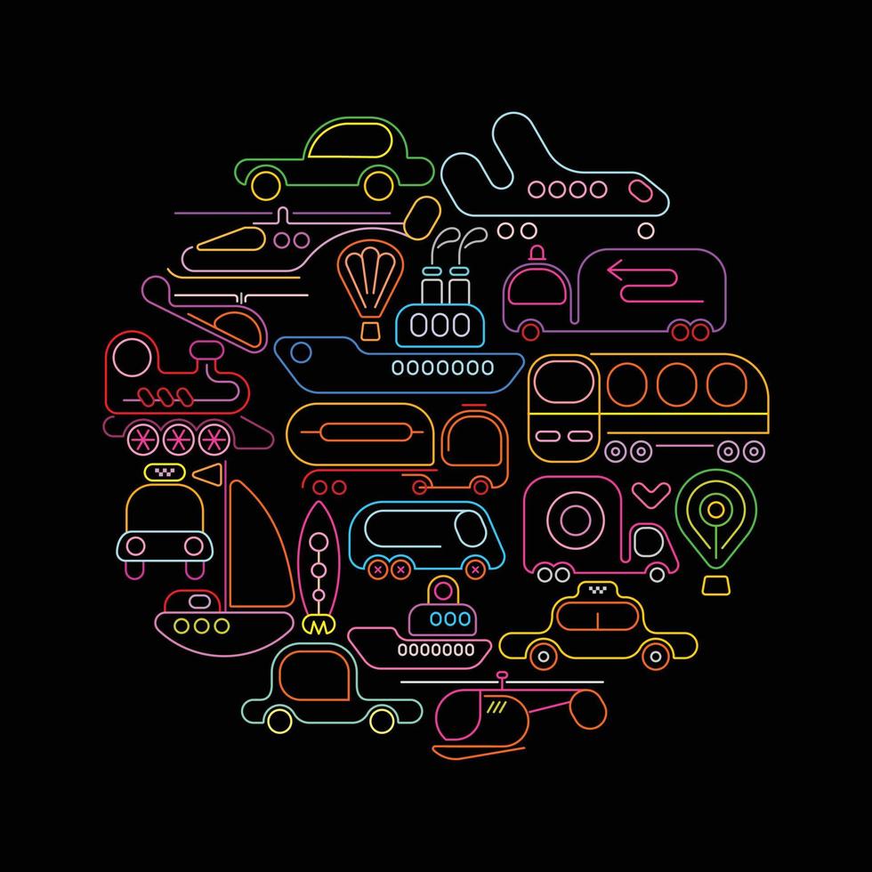 conception de vecteur de transport rond néon