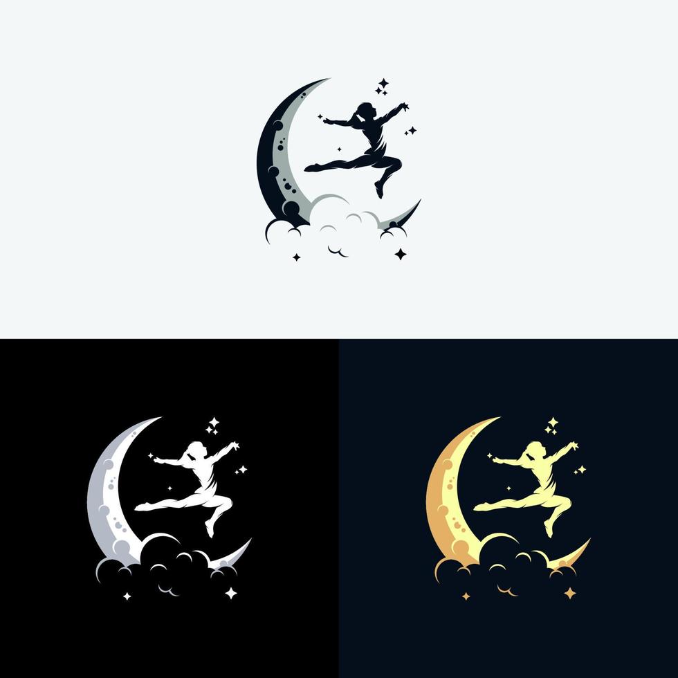 atteindre le logo des rêves avec le symbole de la lune vecteur