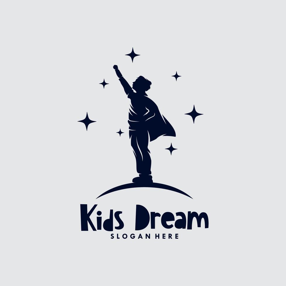 petit enfant atteindre le logo des rêves vecteur
