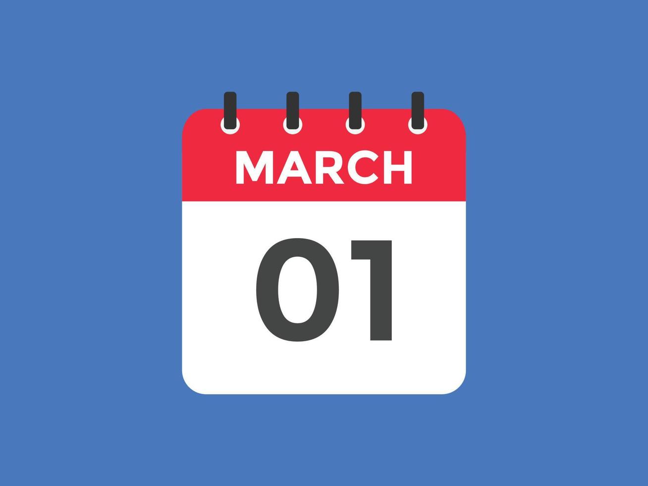 rappel du calendrier du 1er mars. Modèle d'icône de calendrier quotidien du 1er mars. modèle de conception d'icône calendrier 1er mars. illustration vectorielle vecteur