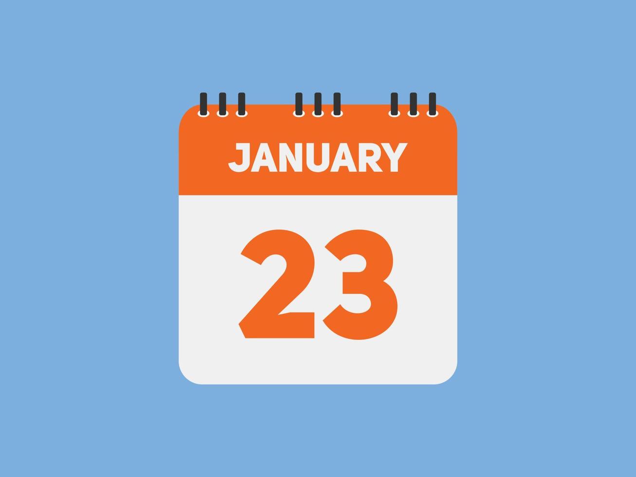 rappel du calendrier du 23 janvier. Modèle d'icône de calendrier quotidien du 23 janvier. modèle de conception d'icône calendrier 23 janvier. illustration vectorielle vecteur