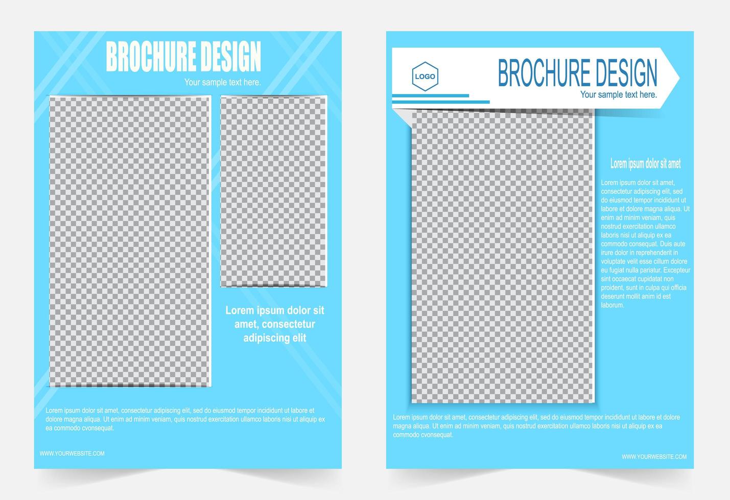 brochure couverture simple bleu avec espace image vecteur