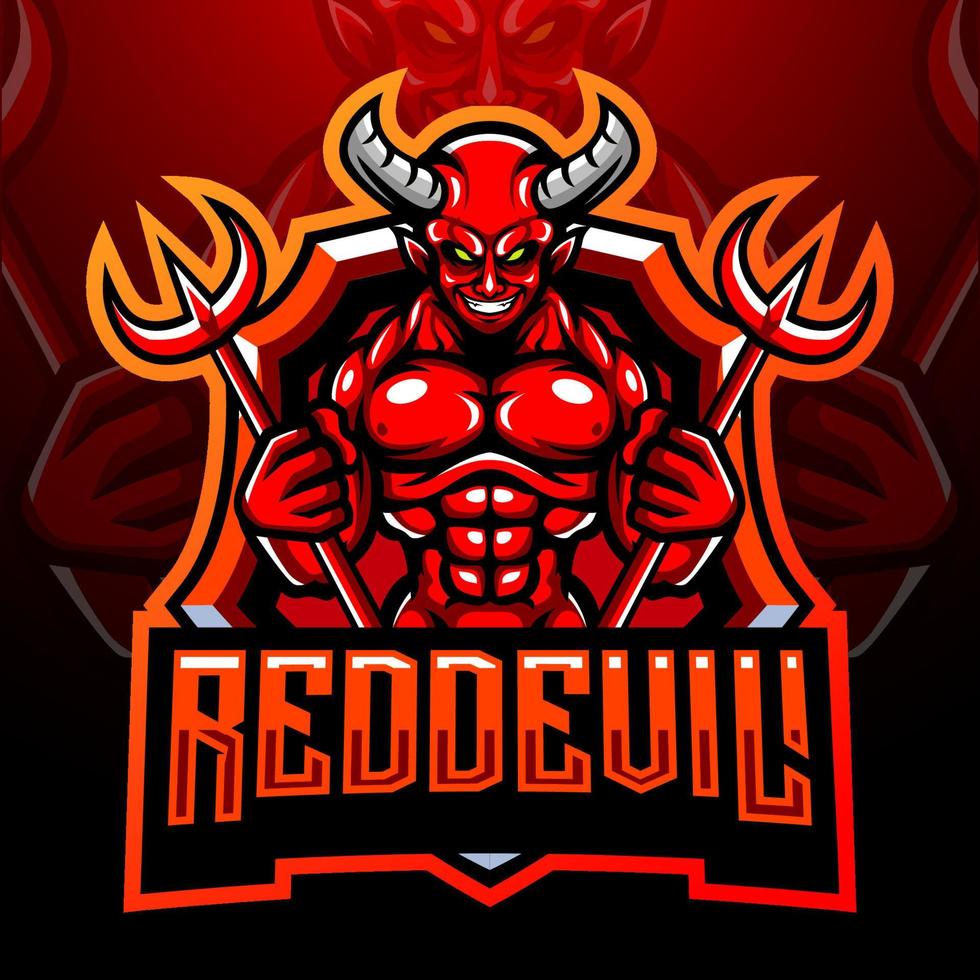 mascotte du diable rouge. création de logo esport vecteur