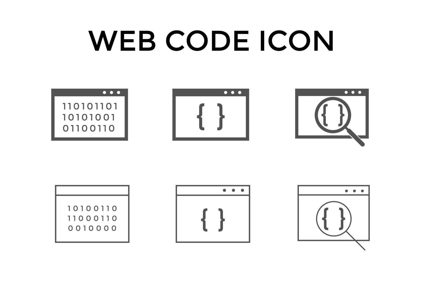 icônes de code Web. symbole d'icône de codage de site Web vecteur