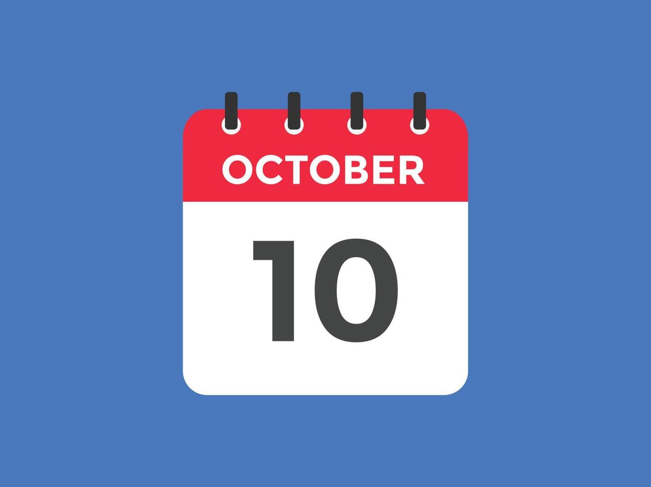 rappel du calendrier du 10 octobre. Modèle d'icône de calendrier quotidien du 10 octobre. modèle de conception d'icône calendrier 10 octobre. illustration vectorielle vecteur