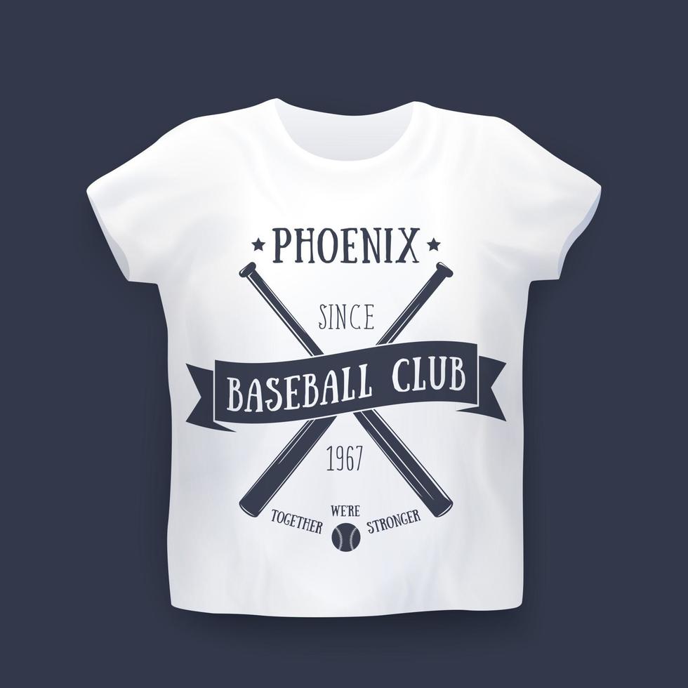 impression du club de baseball phoenix sur la maquette de t-shirt vecteur