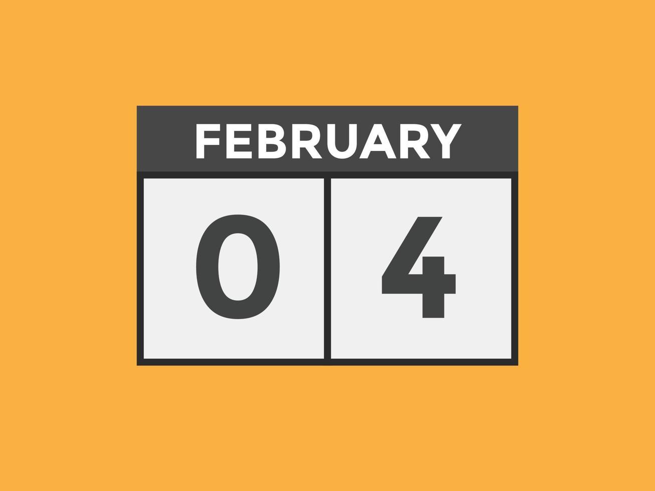 rappel du calendrier du 4 février. Modèle d'icône de calendrier quotidien du 4 février. modèle de conception d'icône calendrier 4 février. illustration vectorielle vecteur