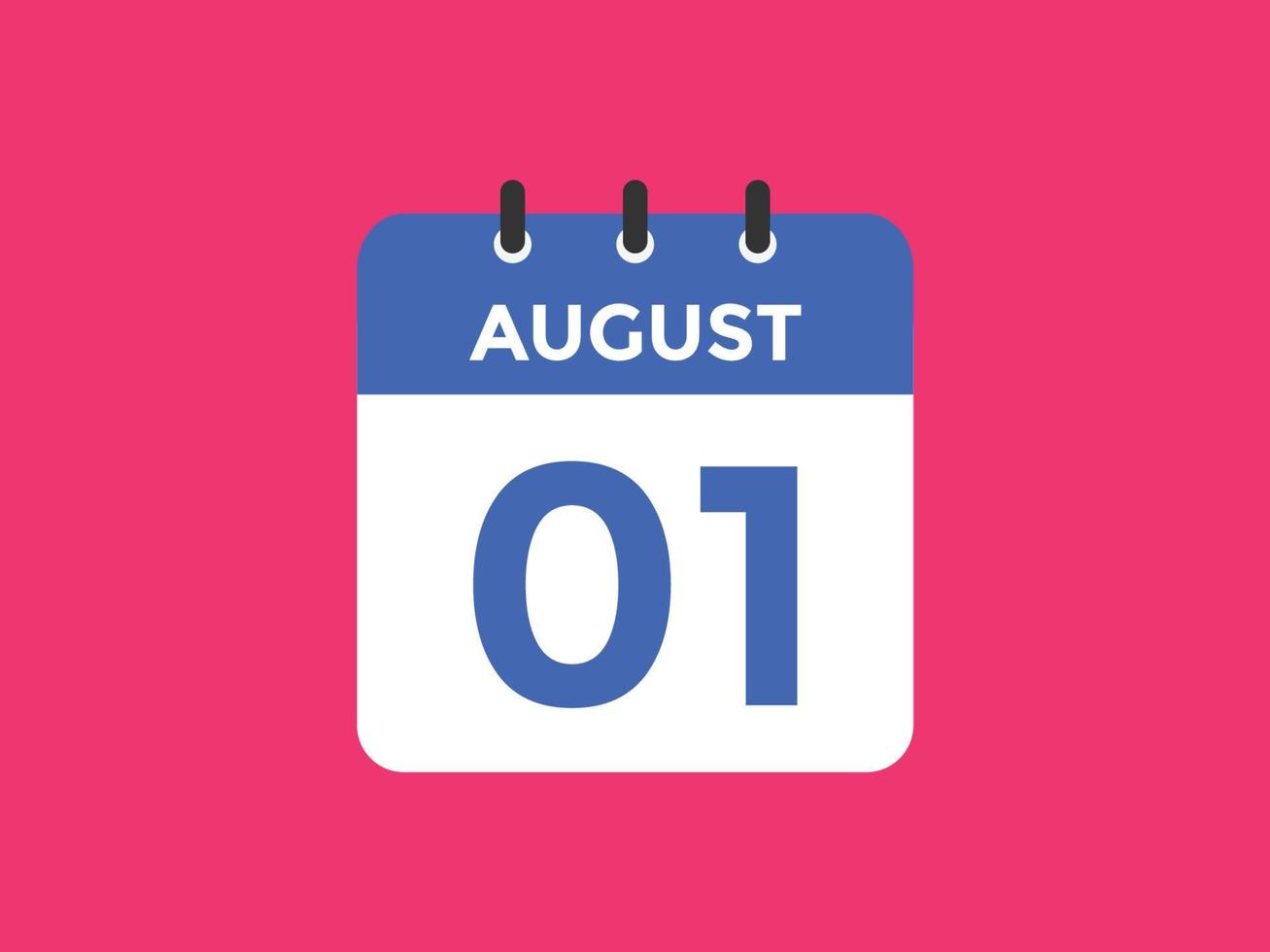 rappel du calendrier du 1er août. Modèle d'icône de calendrier quotidien du 1er août. modèle de conception d'icône calendrier 1er août. illustration vectorielle vecteur