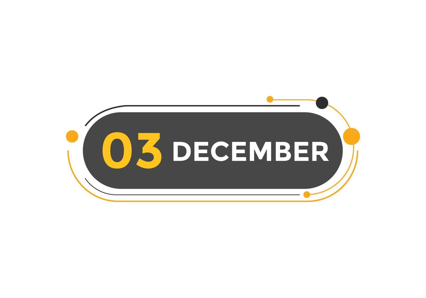 rappel du calendrier du 3 décembre. Modèle d'icône de calendrier quotidien du 3 décembre. modèle de conception d'icône calendrier 3 décembre. illustration vectorielle vecteur
