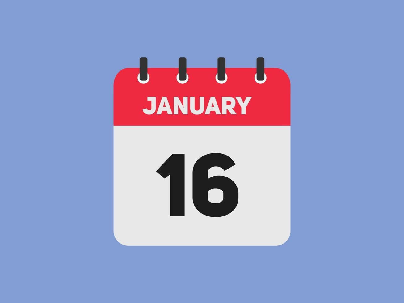 rappel du calendrier du 16 janvier. Modèle d'icône de calendrier quotidien du 16 janvier. modèle de conception d'icône calendrier 16 janvier. illustration vectorielle vecteur
