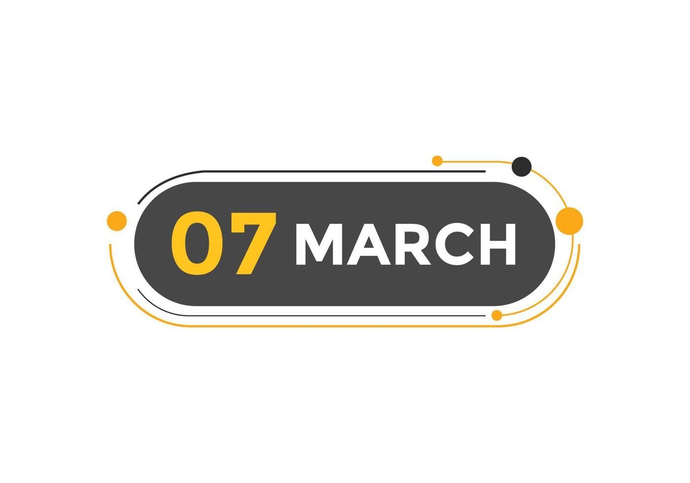 rappel du calendrier du 7 mars. Modèle d'icône de calendrier quotidien du 7 mars. modèle de conception d'icône calendrier 7 mars. illustration vectorielle vecteur