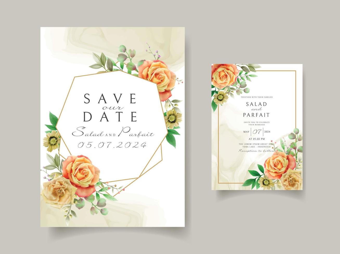 modèle de carte d'invitation de mariage avec un design de roses rouges vecteur