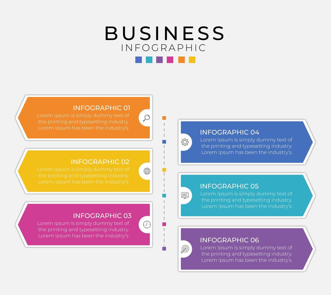 modèles d'infographie d'entreprise coloré style flèche moderne vecteur