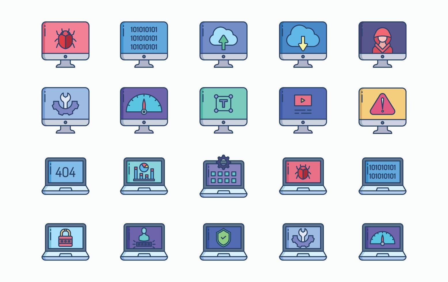jeu d'icônes de développement de logiciels et de sites Web vecteur