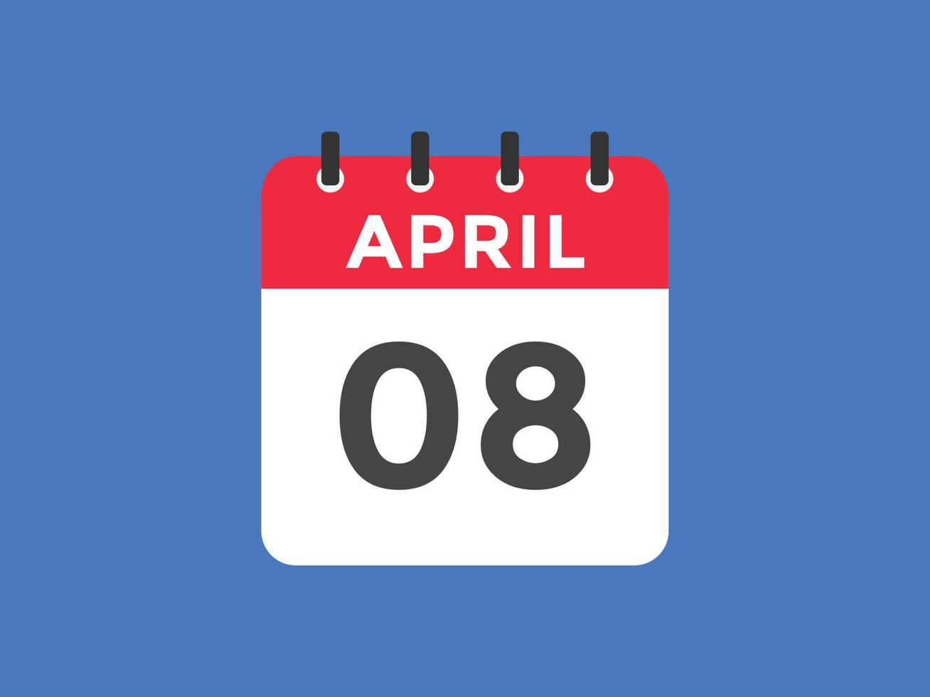 rappel du calendrier du 8 avril. Modèle d'icône de calendrier quotidien du 8 avril. modèle de conception d'icône calendrier 8 avril. illustration vectorielle vecteur
