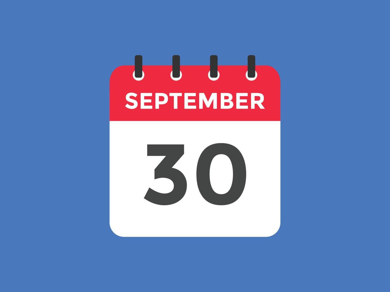 rappel du calendrier du 30 septembre. Modèle d'icône de calendrier quotidien du 30 septembre. modèle de conception d'icône calendrier 30 septembre. illustration vectorielle vecteur