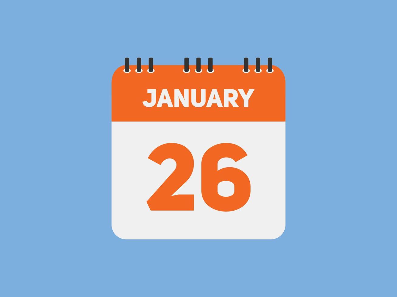 rappel du calendrier du 26 janvier. Modèle d'icône de calendrier quotidien du 26 janvier. modèle de conception d'icône calendrier 26 janvier. illustration vectorielle vecteur