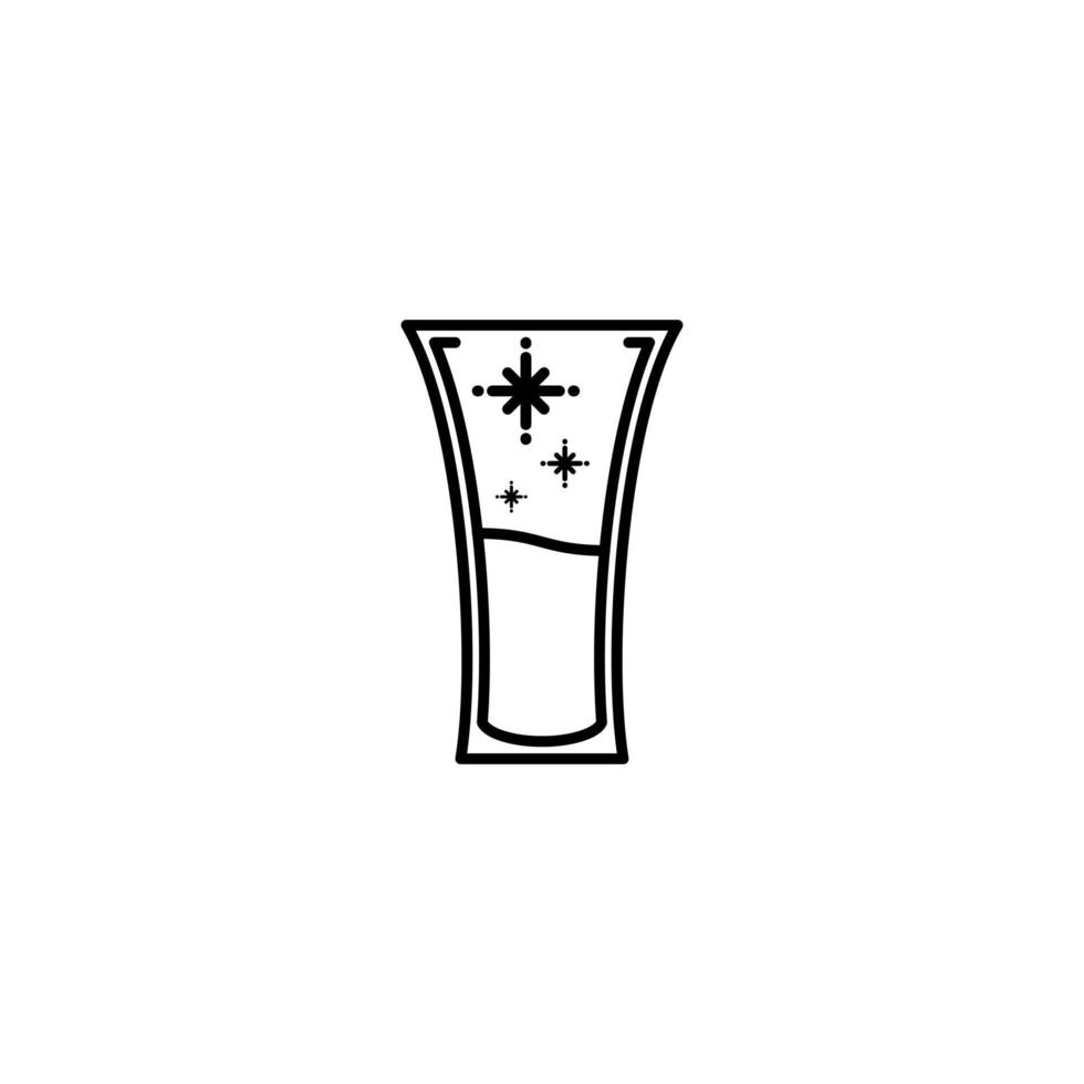 icône de verre de boisson gazeuse avec de l'eau froide sur fond blanc. style simple, ligne, silhouette et épuré. noir et blanc. adapté au symbole, au signe, à l'icône ou au logo vecteur