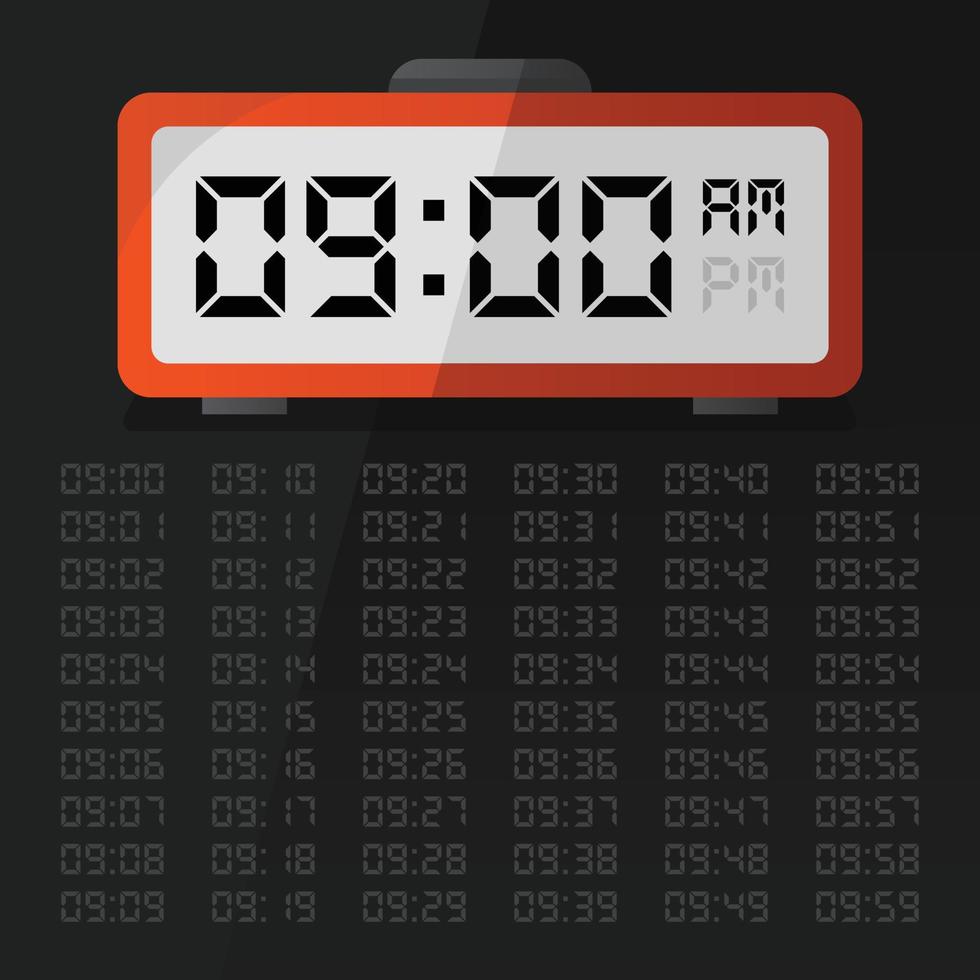 horloge numérique affichant 9 heures avec numéro numérique réglé eps 10 vecteur gratuit