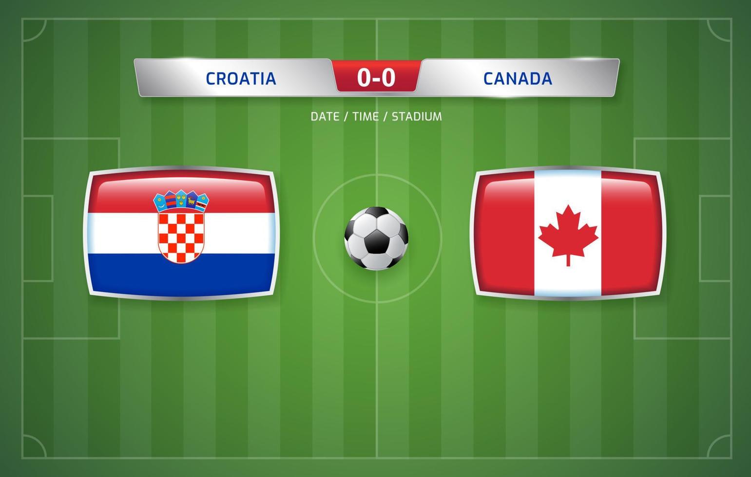 croatie vs canada tableau de bord modèle de diffusion pour le tournoi de football sportif 2022 et illustration vectorielle de championnat de football vecteur