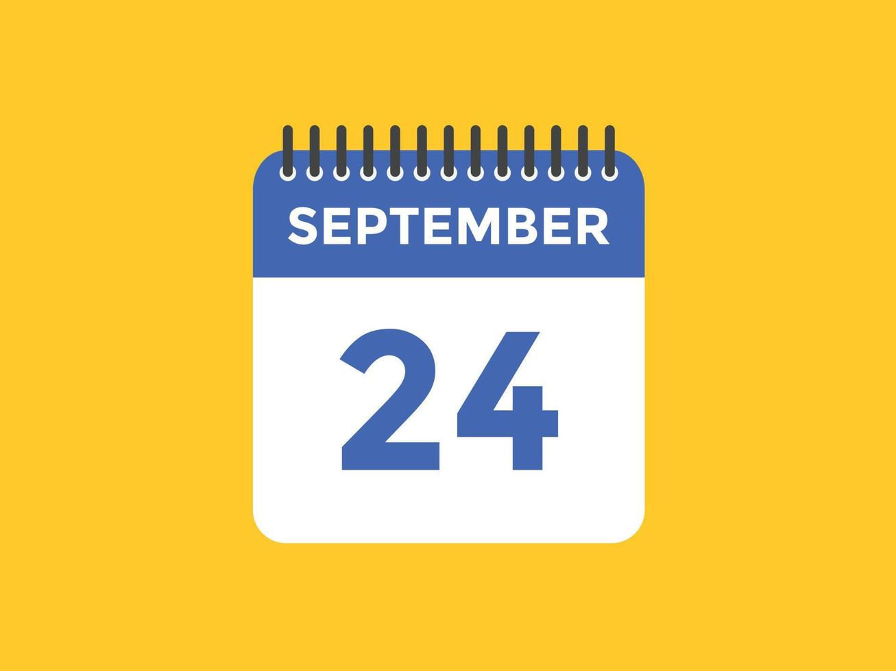 rappel du calendrier du 24 septembre. Modèle d'icône de calendrier quotidien du 24 septembre. modèle de conception d'icône calendrier 24 septembre. illustration vectorielle vecteur