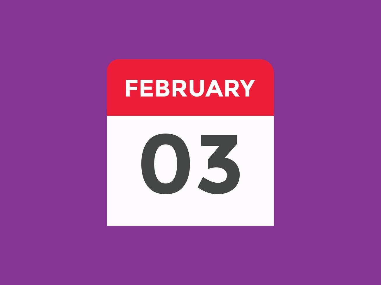 rappel du calendrier du 3 février. Modèle d'icône de calendrier quotidien du 3 février. modèle de conception d'icône calendrier 3 février. illustration vectorielle vecteur