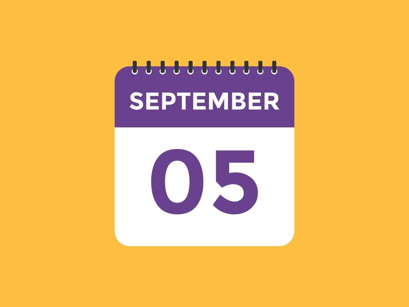 rappel du calendrier du 5 septembre. Modèle d'icône de calendrier quotidien du 5 septembre. modèle de conception d'icône calendrier 5 septembre. illustration vectorielle vecteur