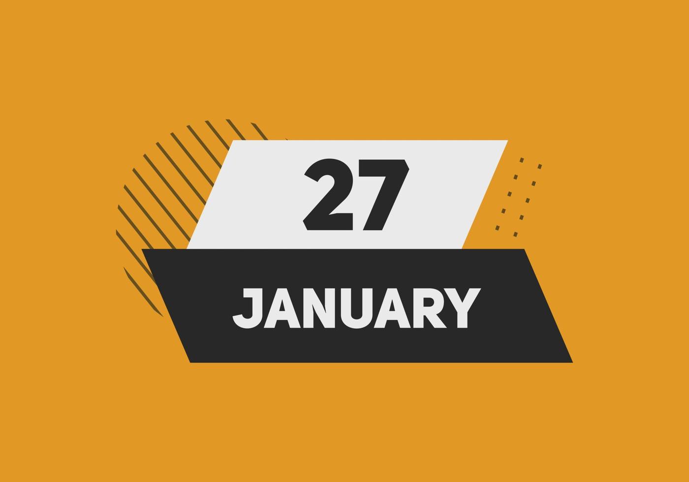 rappel du calendrier du 27 janvier. Modèle d'icône de calendrier quotidien du 27 janvier. modèle de conception d'icône calendrier 27 janvier. illustration vectorielle vecteur