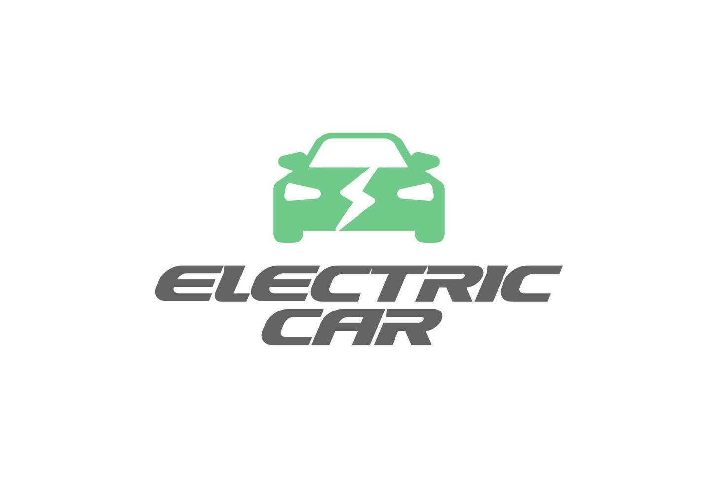 concept de logo de voiture électrique, icône de dessin animé plat. logotype vectoriel automobile pour le transport électrique et le logotype du chargeur. étiquette abstraite. illustration vectorielle.