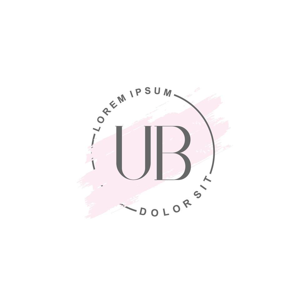 logo minimaliste ub initial avec pinceau, logo initial pour signature, mariage, mode. vecteur