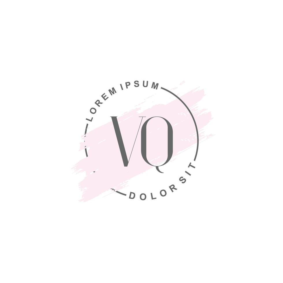 logo minimaliste vq initial avec pinceau, logo initial pour signature, mariage, mode. vecteur
