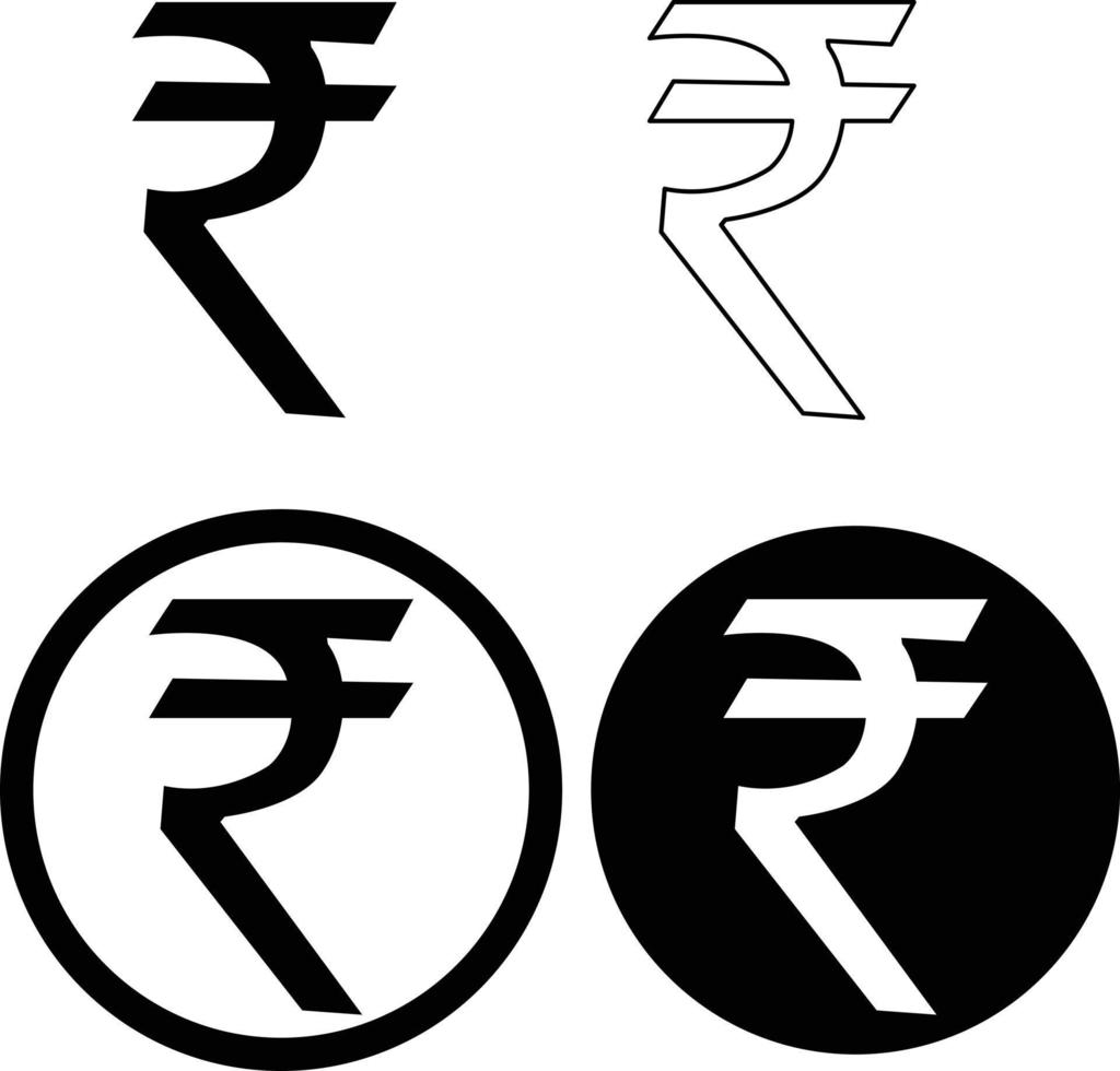 icône de la roupie indienne sur fond blanc. symbole de la roupie indienne. signe monétaire de base. style plat. vecteur