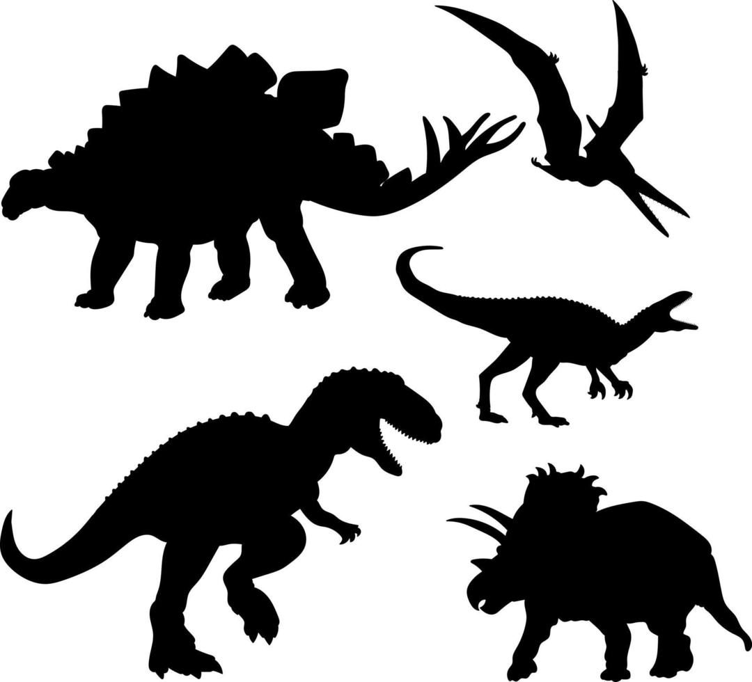 ensemble dinosaurus - t-rex stegosaurus raptor tricératops ptérodactyle vecteur