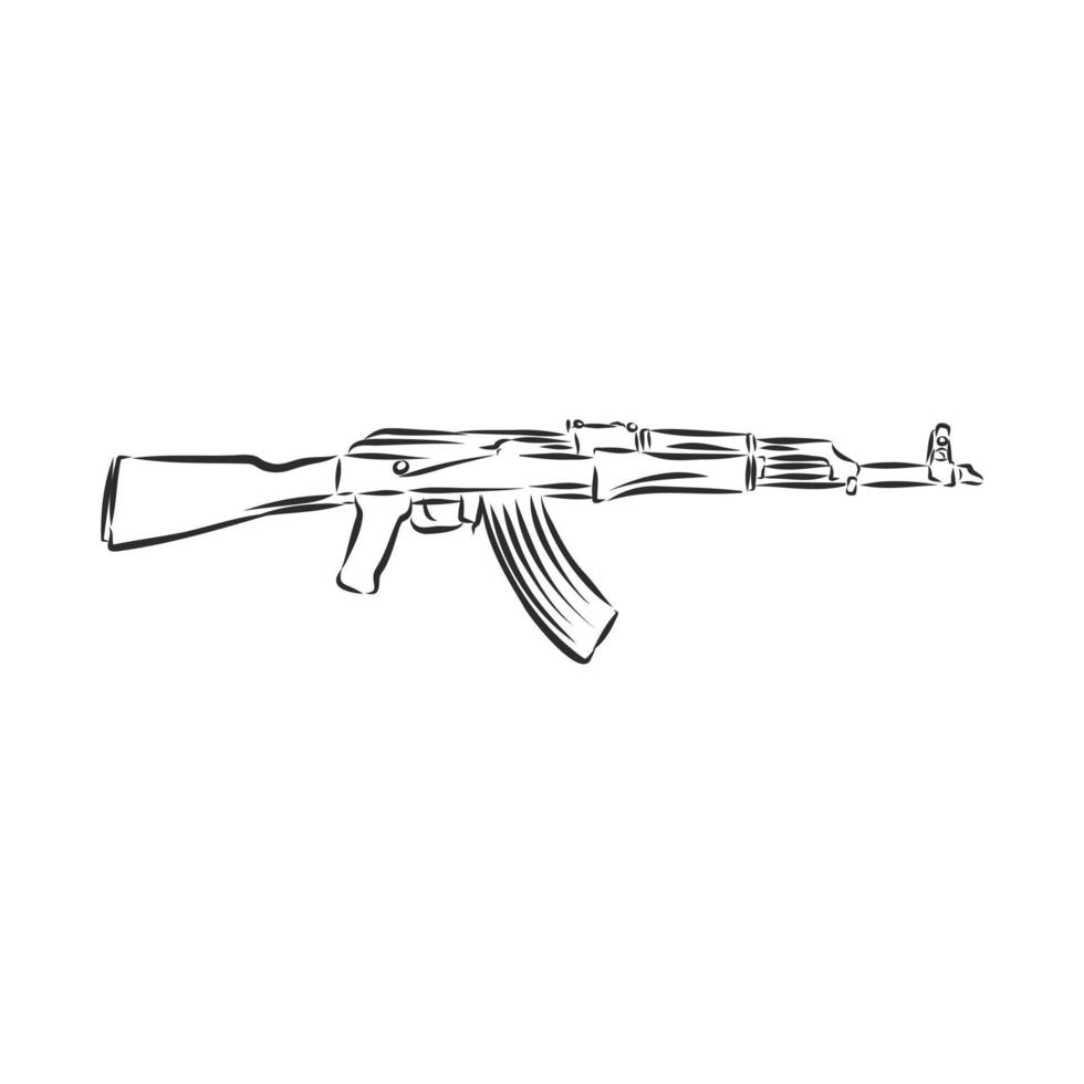 croquis de vecteur de fusil d'assaut kalachnikov