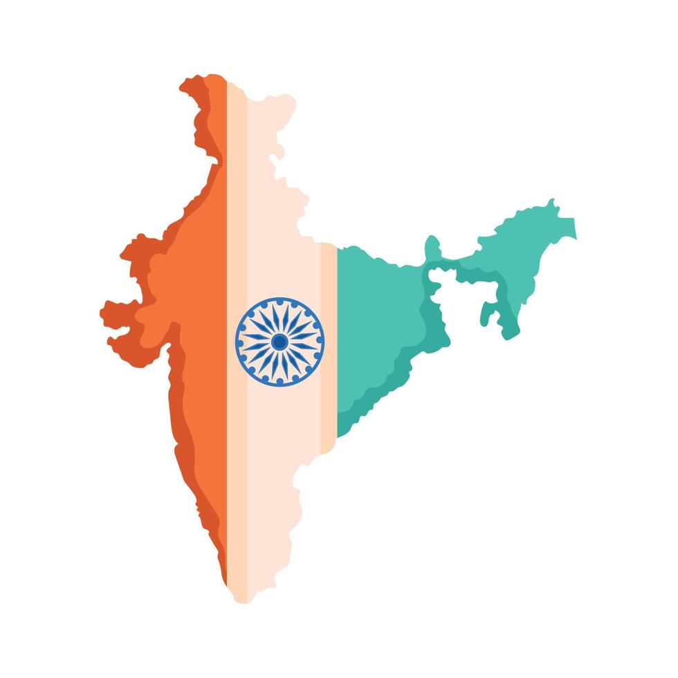 drapeau indien sur la carte vecteur